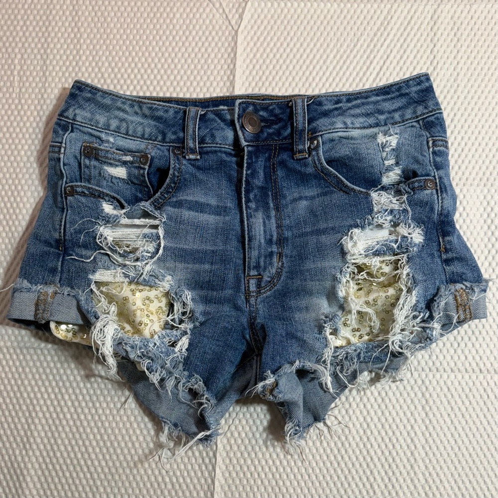 American Eagle Hot Girl Summer 2 Shorts Festival Glam Sequin Low Rise